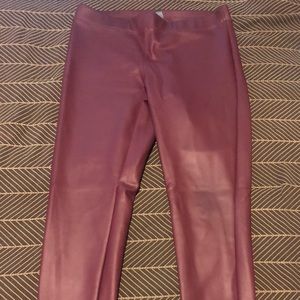 Women’s faux leather red Express pants.